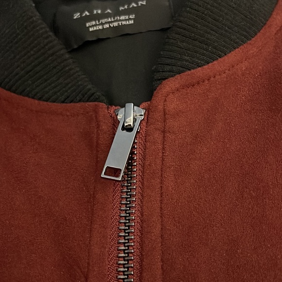 Mens Rust Color Suede Like Coat Zara - Picture 3 of 6